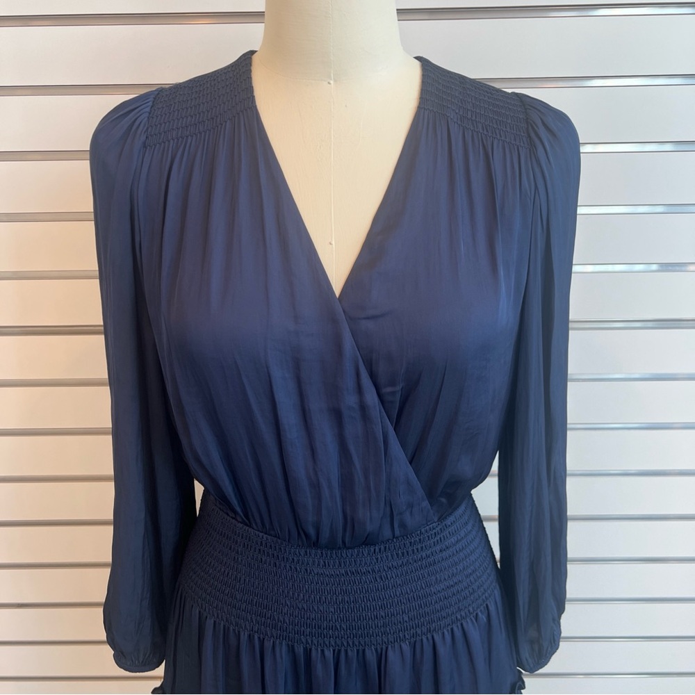 Current Air - Navy Satin Tiered Mini Dressy Dress - Picture 9 of 16